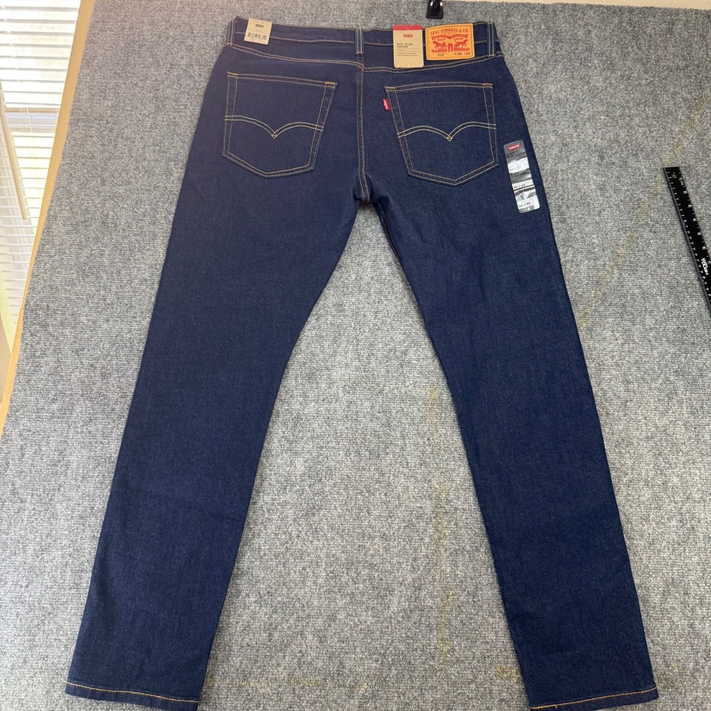 Levi's 512 Slim Taper Jeans Irregular Dark Indigo Blue Size 36 x 32